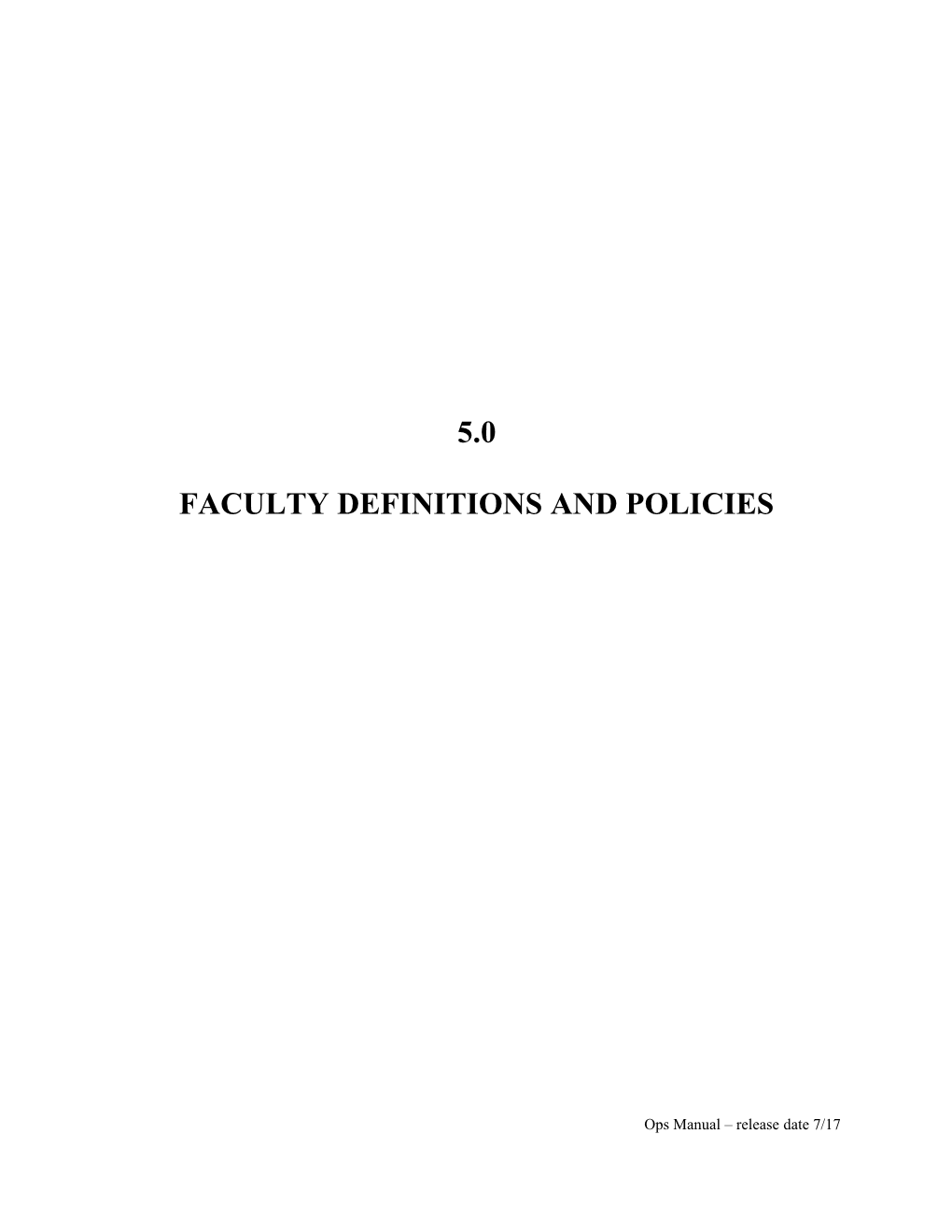 Faculty Definitions and Policies