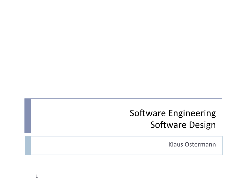 Software Engineering Software Design