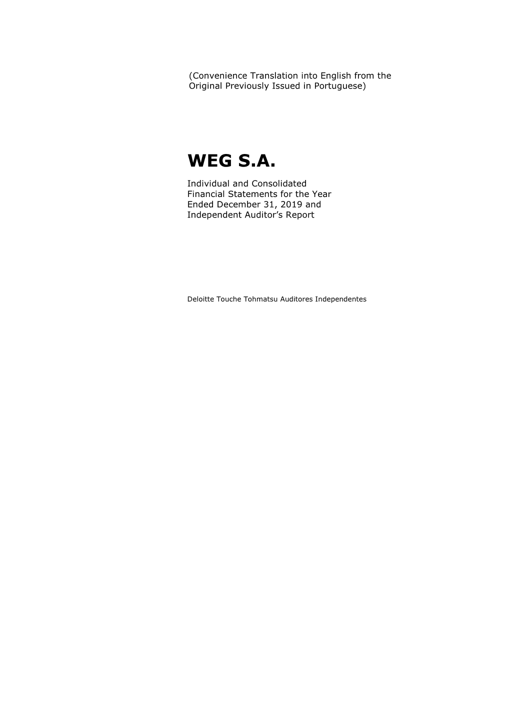 WEG SA Financial Statements