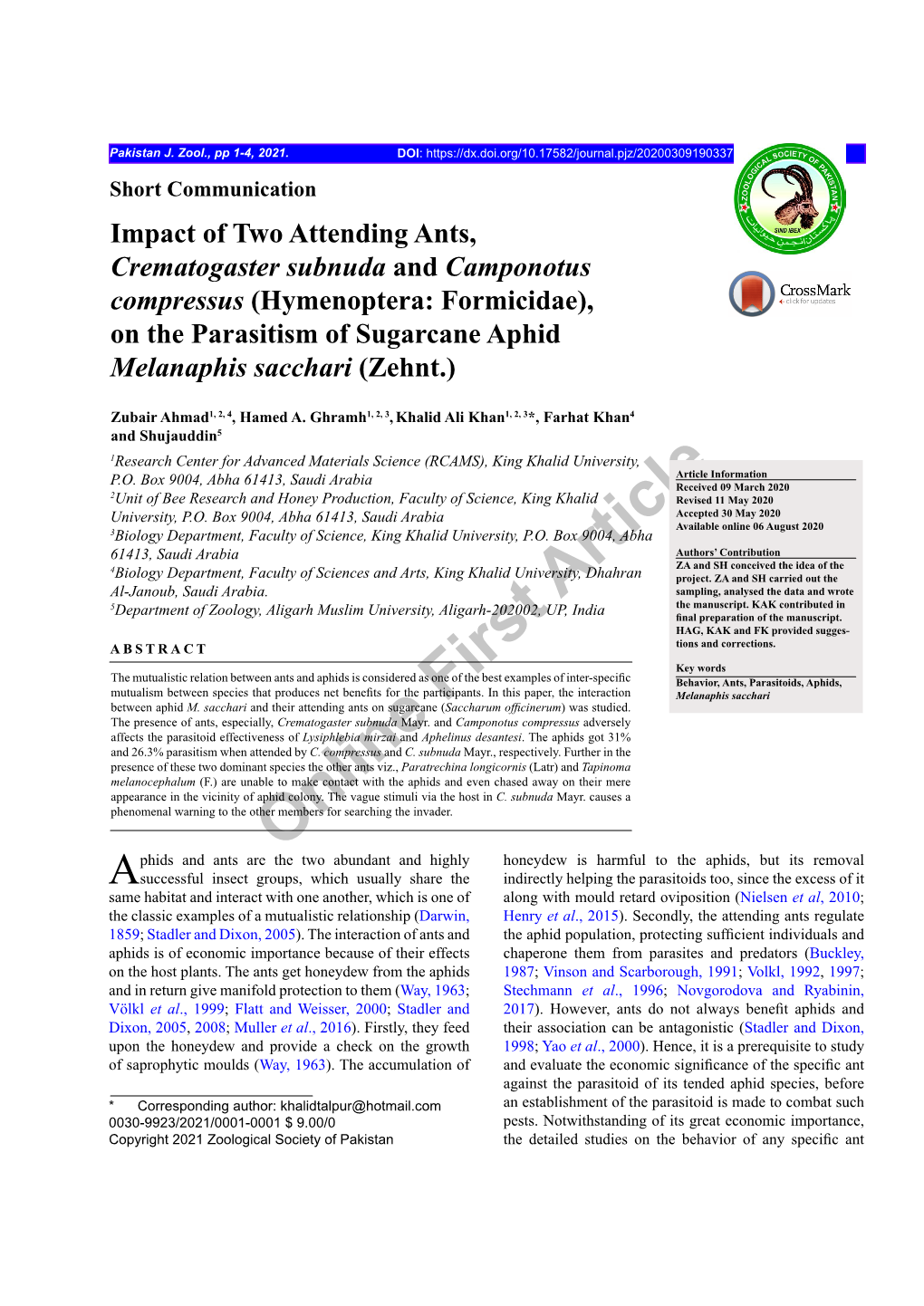 Online First Article Impact of Two Attending Ants