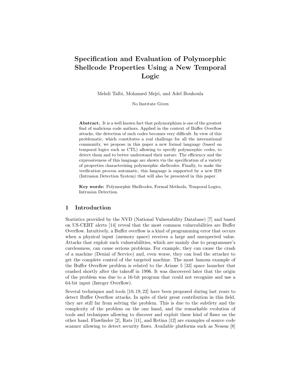 Specification and Evaluation of Polymorphic Shellcode Properties