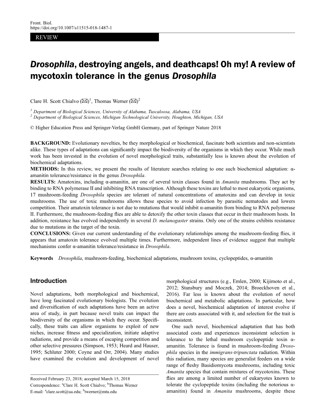 Oh My! a Review of Mycotoxin Tolerance in the Genus Drosophila