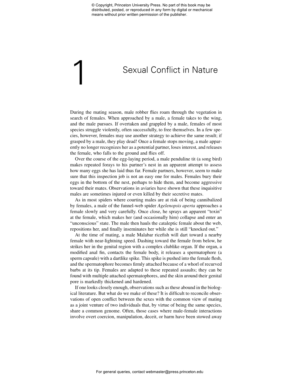 1 Sexual Conflict in Nature