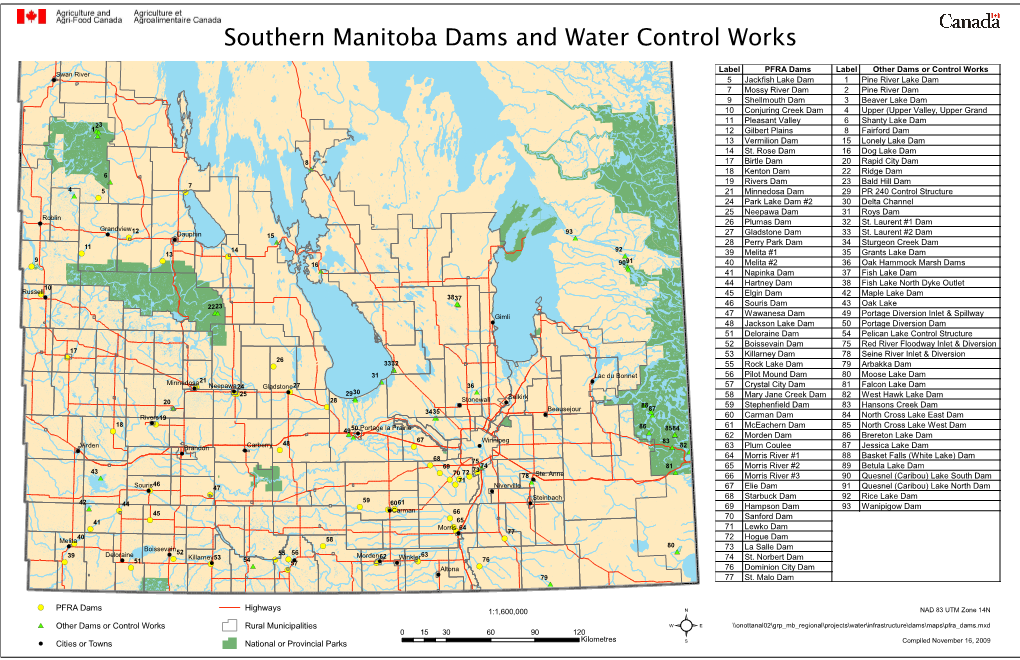 Southern Manitoba Dams and Water Control Works