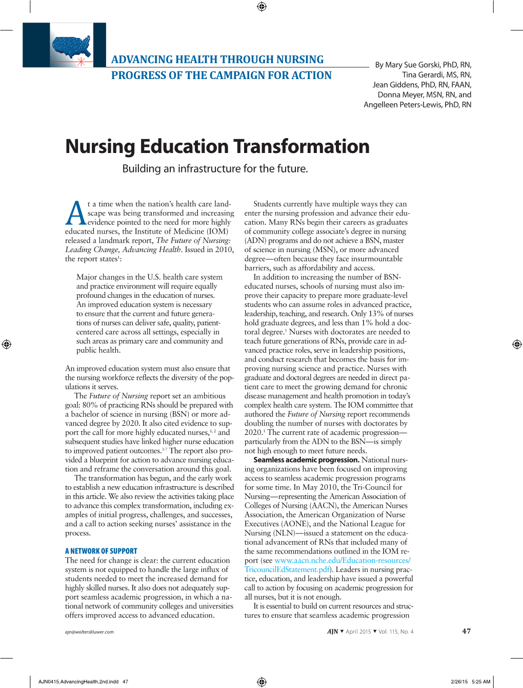 Nursing Education Transformation Building an Infrastructure for the Future