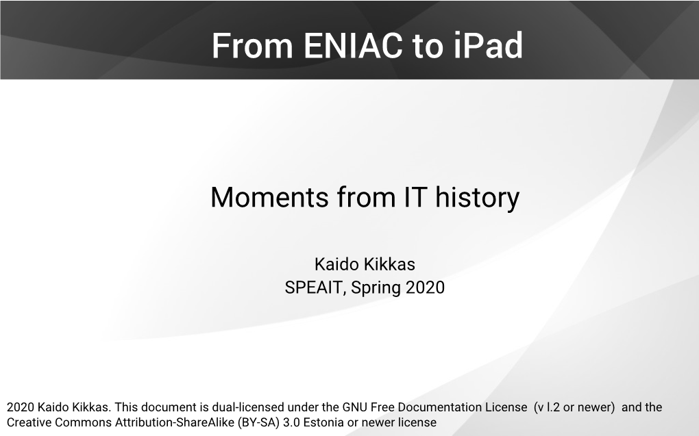 From ENIAC to Ipad