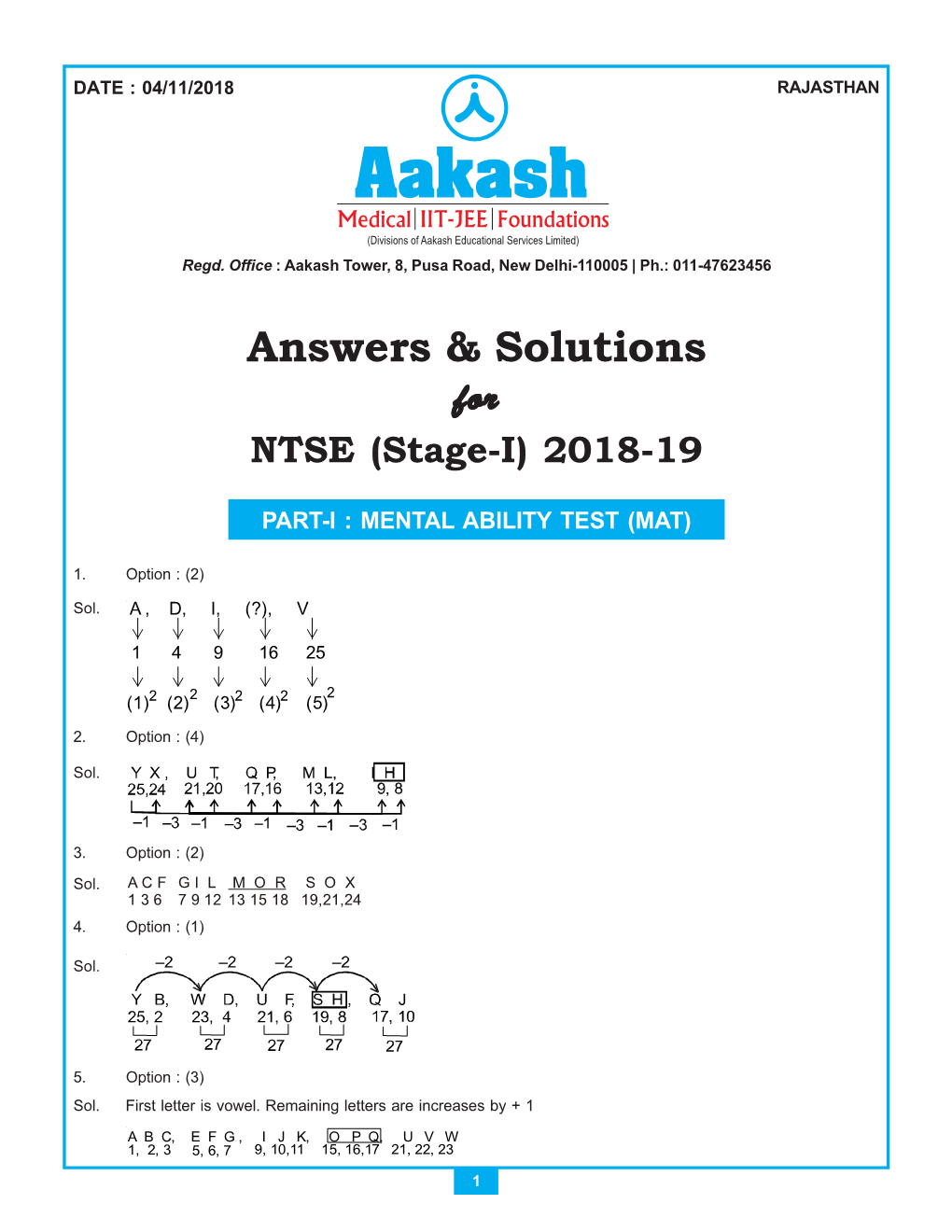 Answers & Solutions