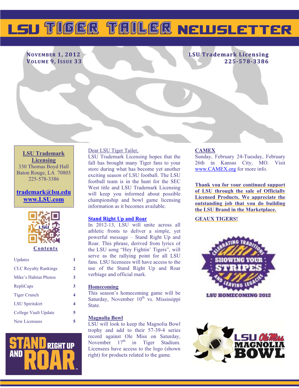 Tiger Tailer Newsletter – Volume 9, Issue 33