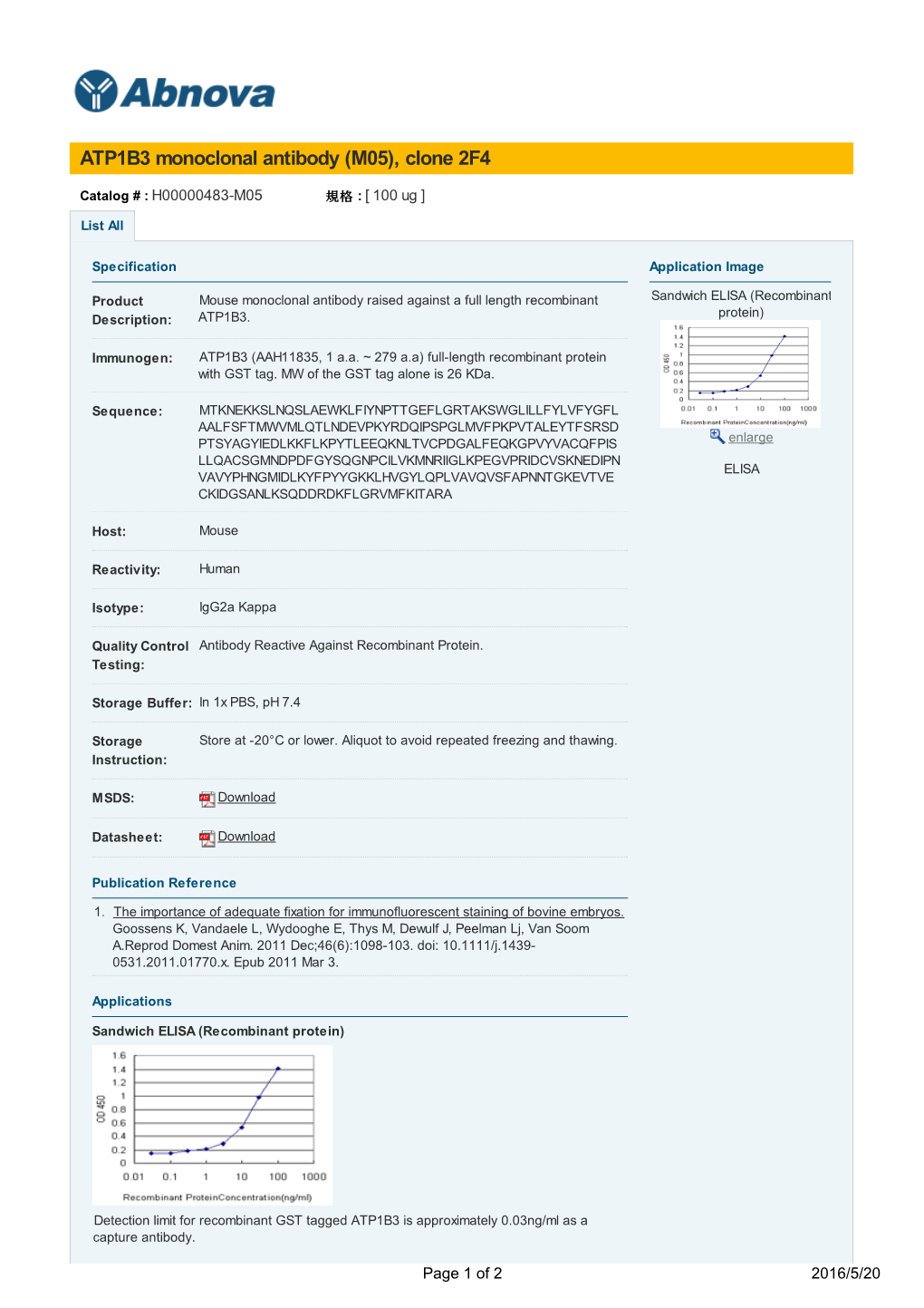 ATP1B3 Monoclonal Antibody (M05), Clone 2F4