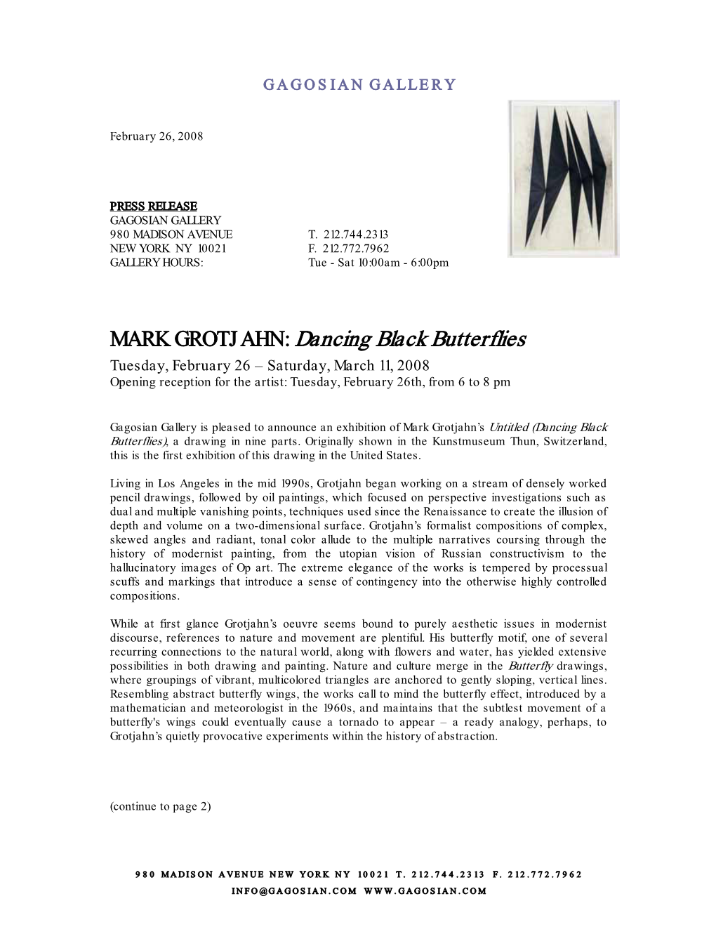 MARK GROTJAHN: Dancing Black Butterflies