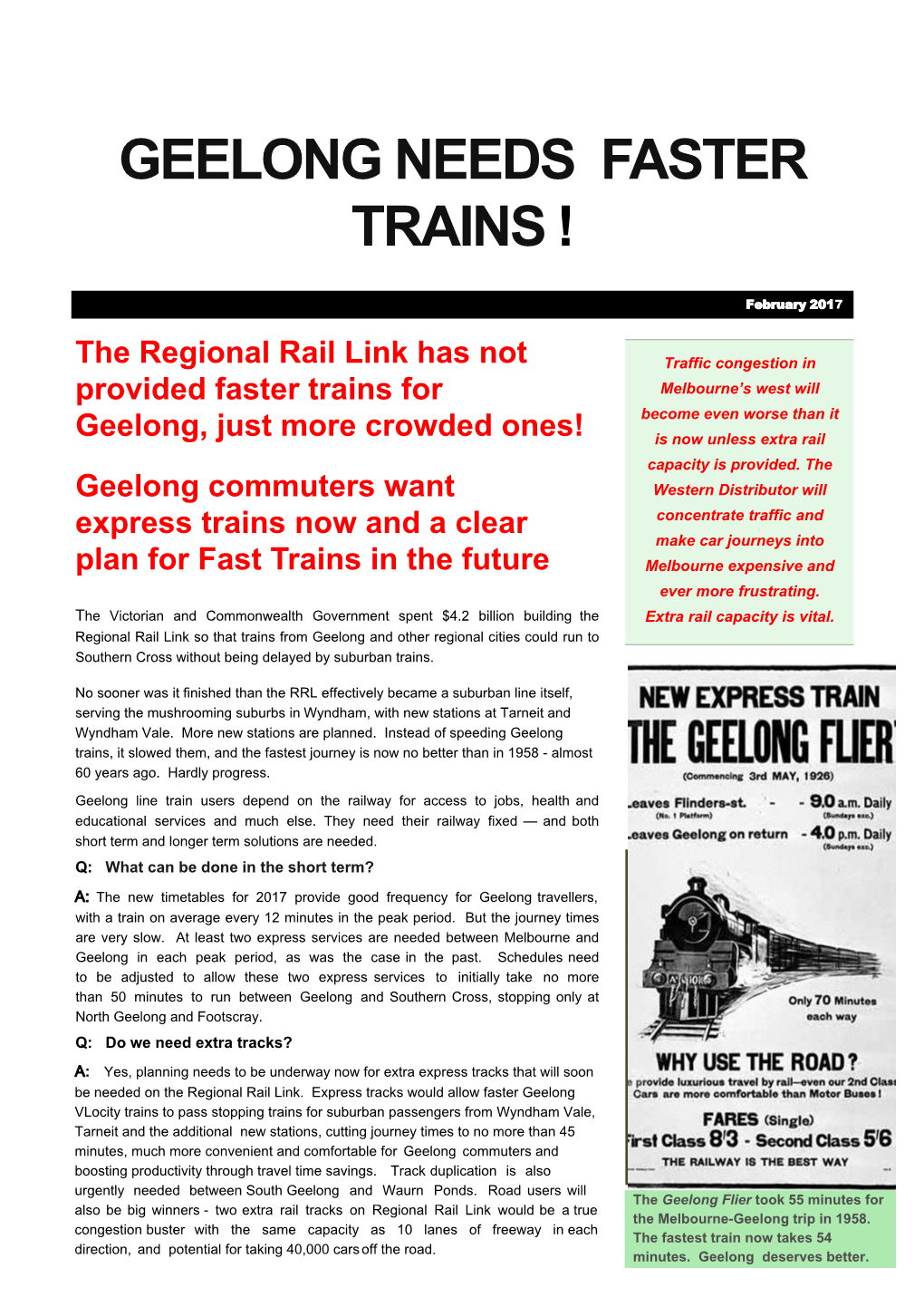 Geelong Needs Faster Trains !