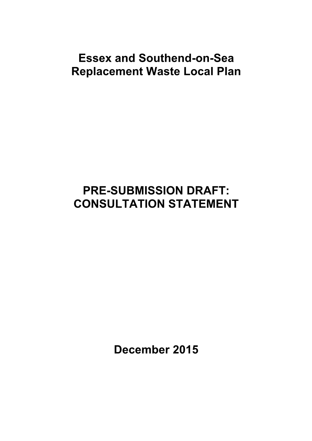 Essex and Southend-On-Sea Replacement Waste Local Plan