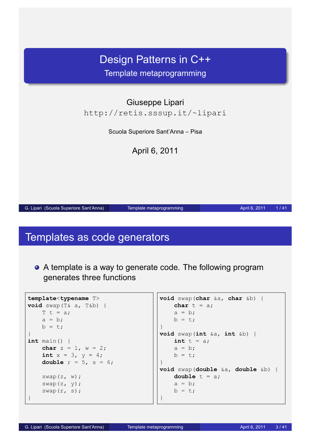 Design Patterns in C++ Template Metaprogramming