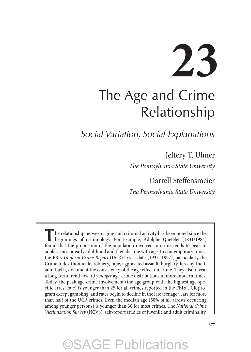 The Age and Crime Relationship