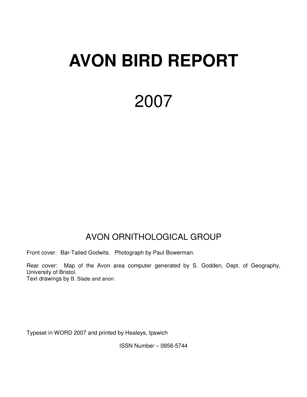 Avon Bird Report 2007