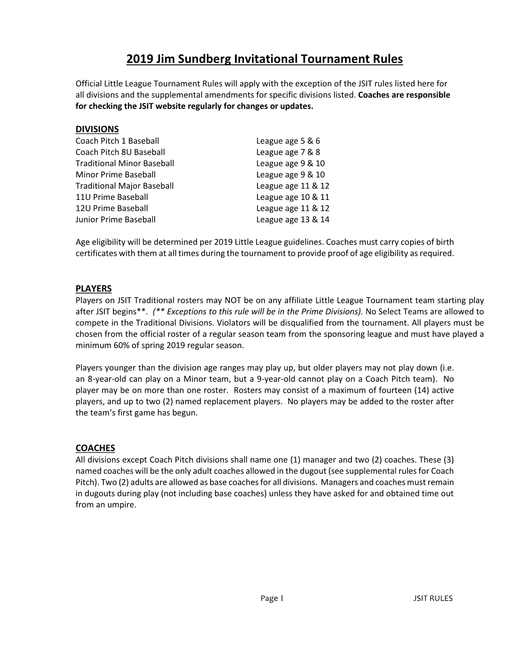 Jim Sundberg Invitational Tournament (JSIT)