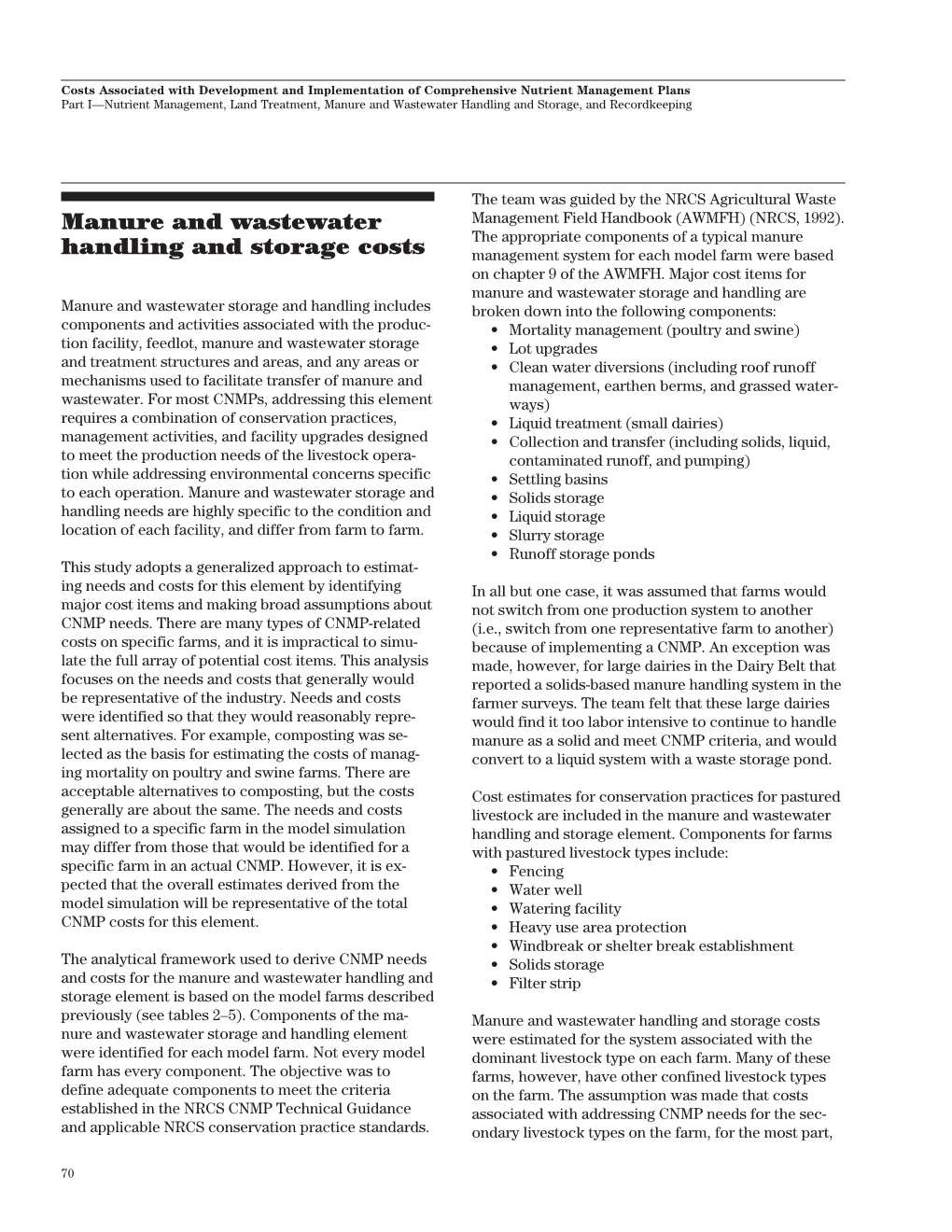 Manure and Wastewater Handling and Storage Costs