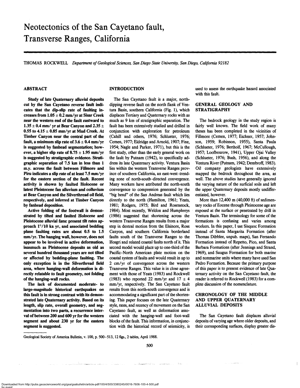 Neotectonics of the San Cayetano Fault, Transverse Ranges, California