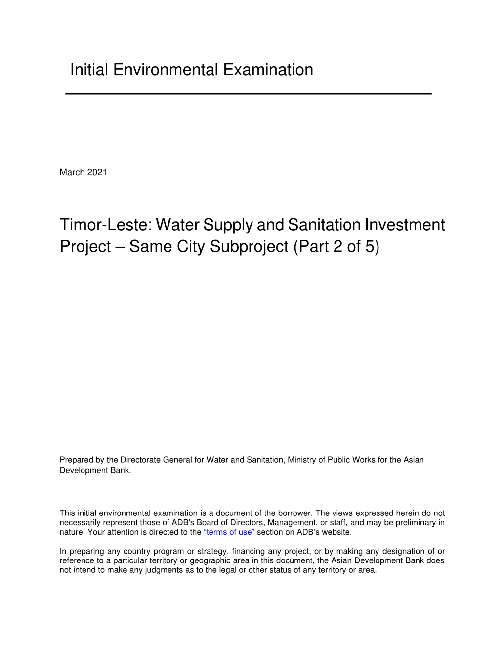 53395-001: Water Supply and Sanitation Investment Project