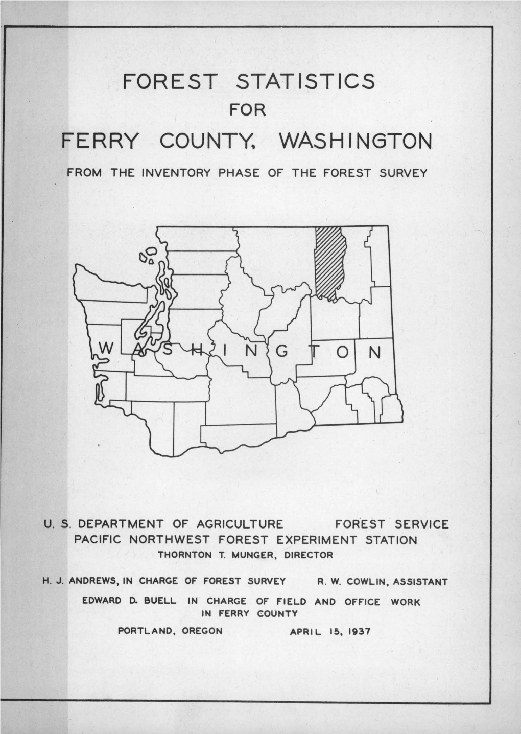 Forest Statistics for Ferry County, Washington : from the Inventory Phase of the Forest Survey