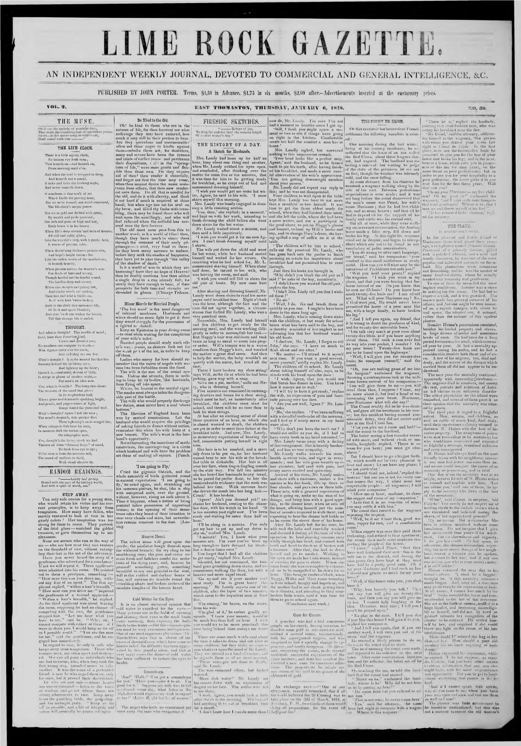 Lime Rock Gazette : January 6, 1848