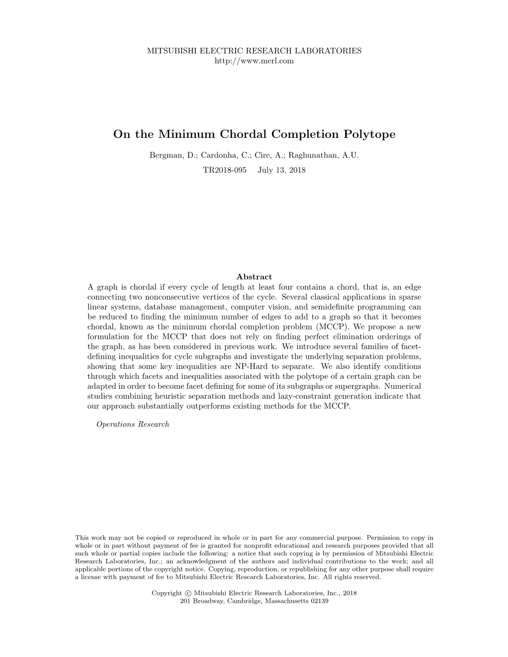 On the Minimum Chordal Completion Polytope