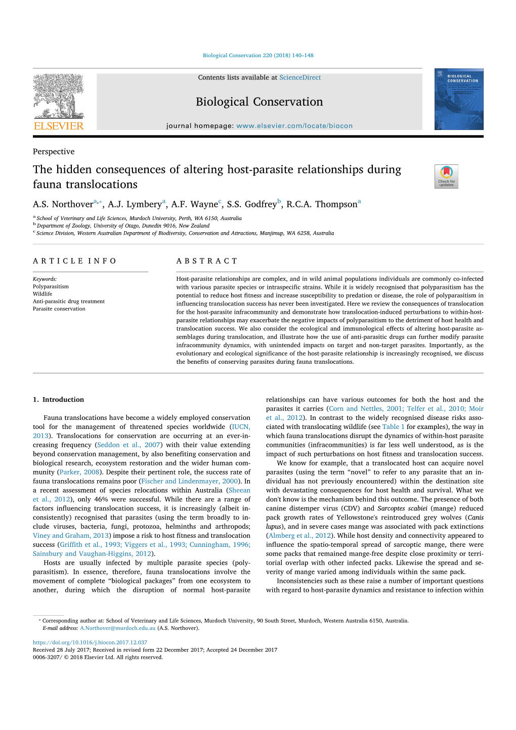 Biological Conservation the Hidden Consequences of Altering Host