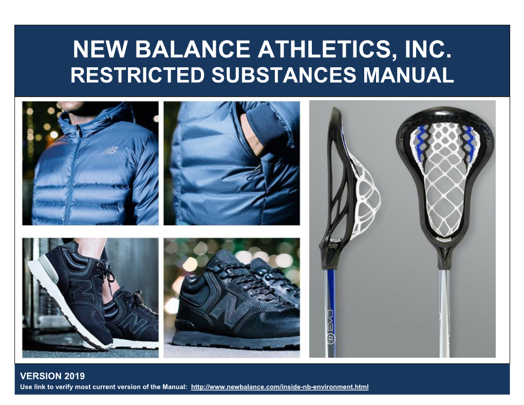 New Balance Athletics, Inc. Restricted Substances Manual Restricted Substances Manual