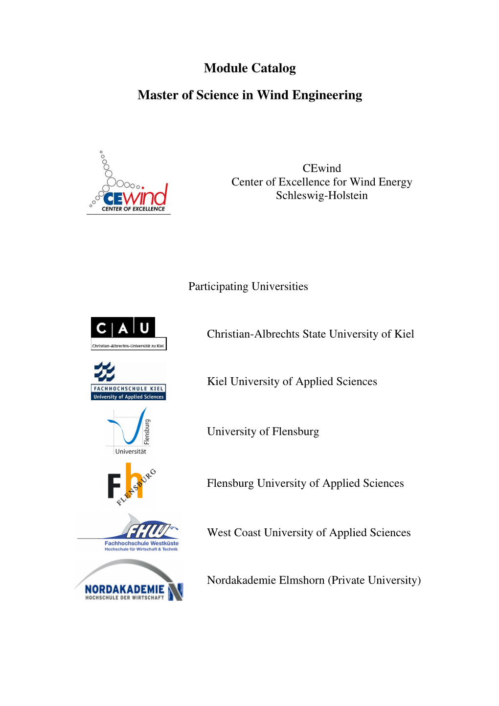 Module Catalog Master of Science in Wind Engineering