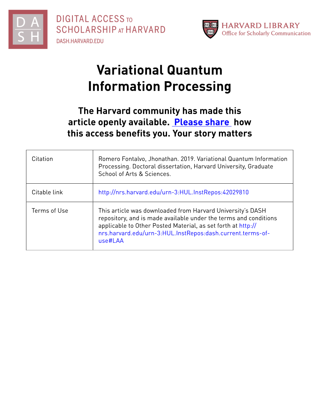 Variational Quantum Information Processing