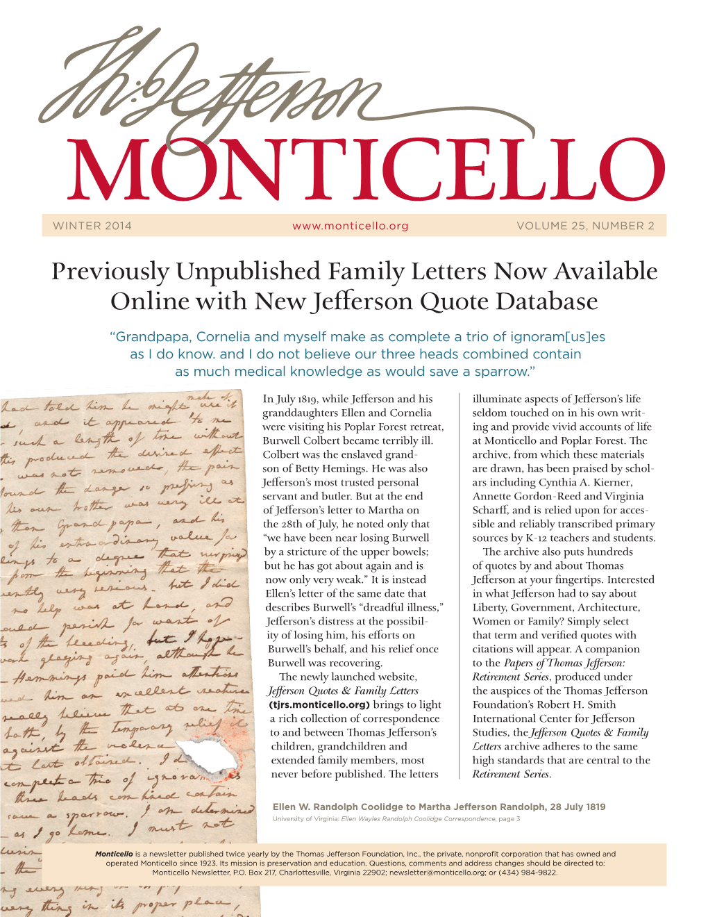 Previously Unpublished Family Letters