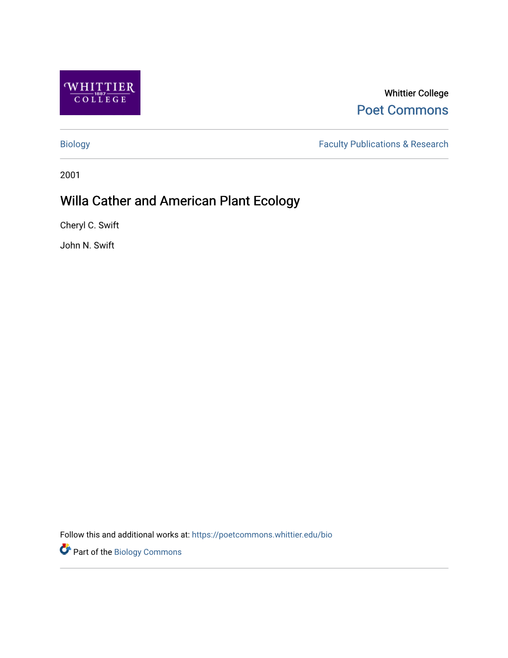 Willa Cather and American Plant Ecology