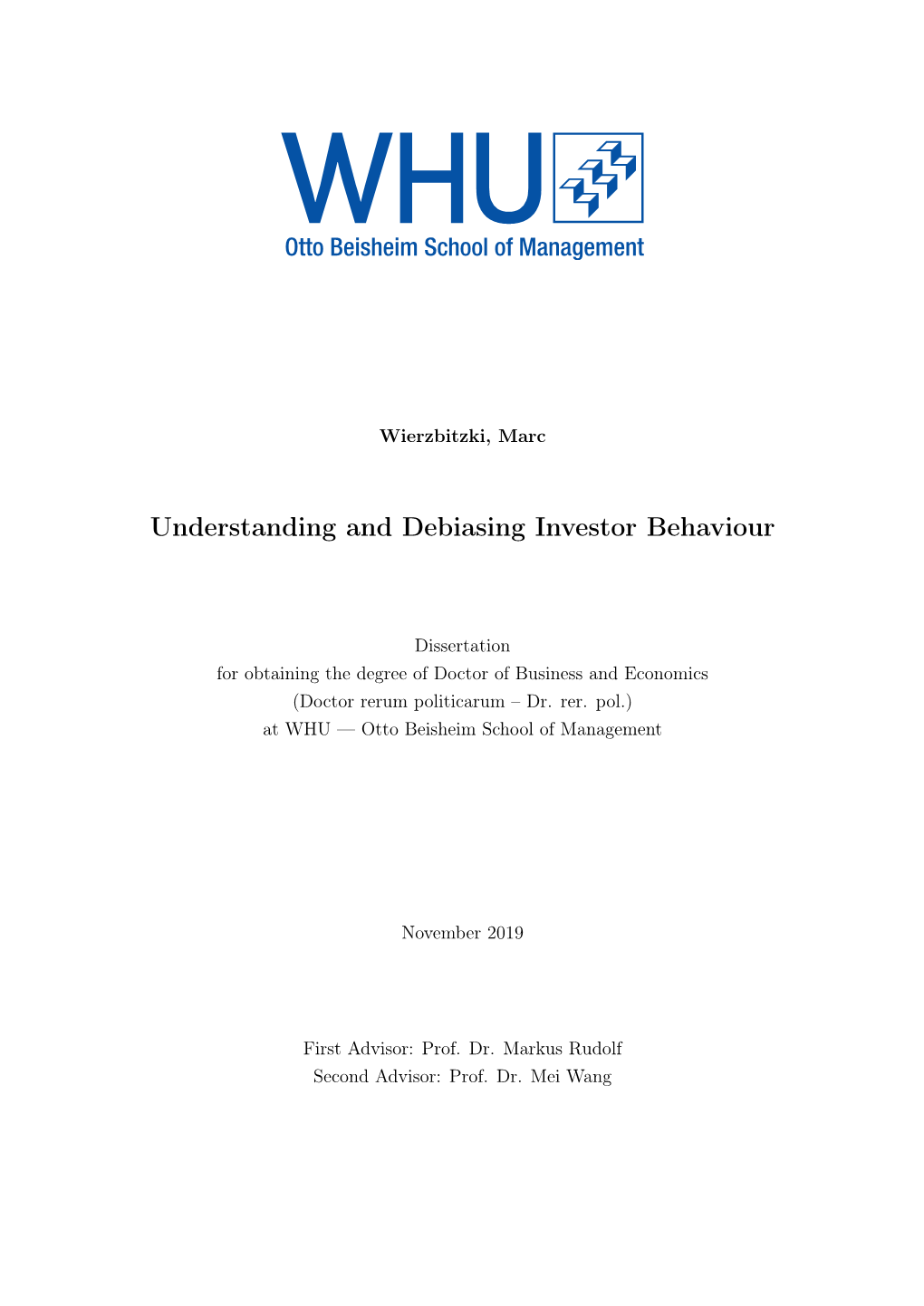 Understanding and Debiasing Investor Behaviour