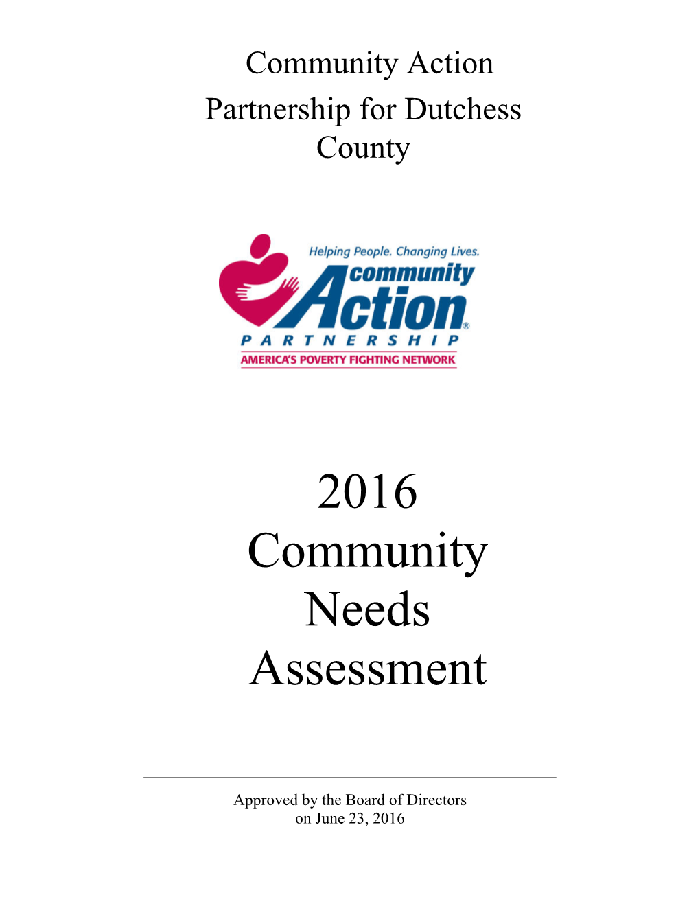 2016 Annual Community Needs Assessment