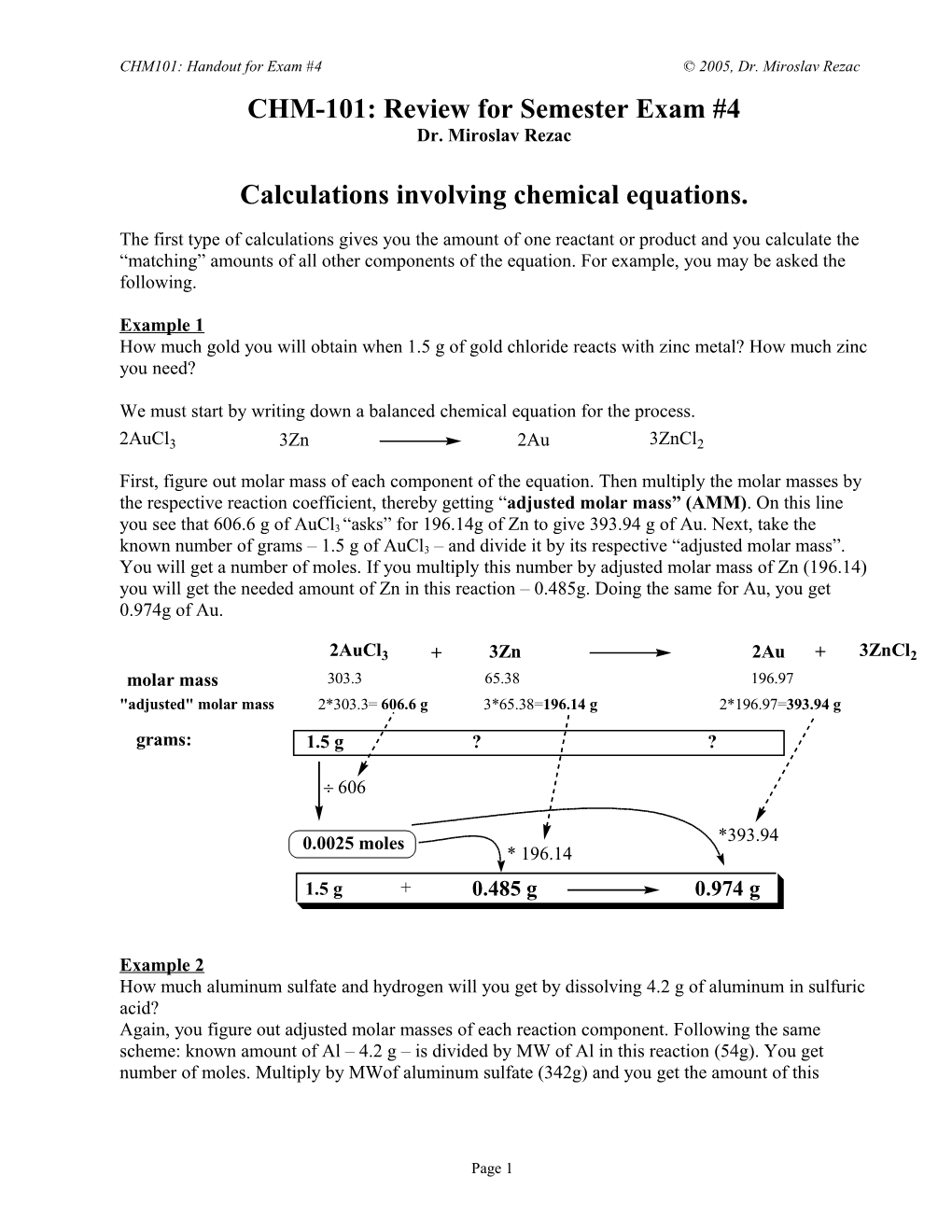 Chemical Calculations, Chemical Equations