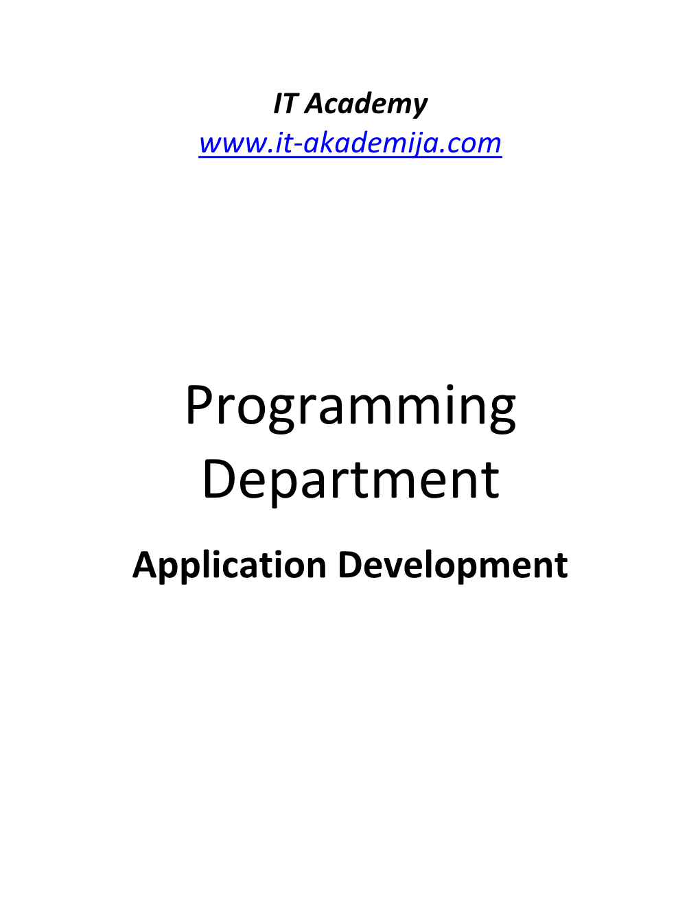 Programming Department