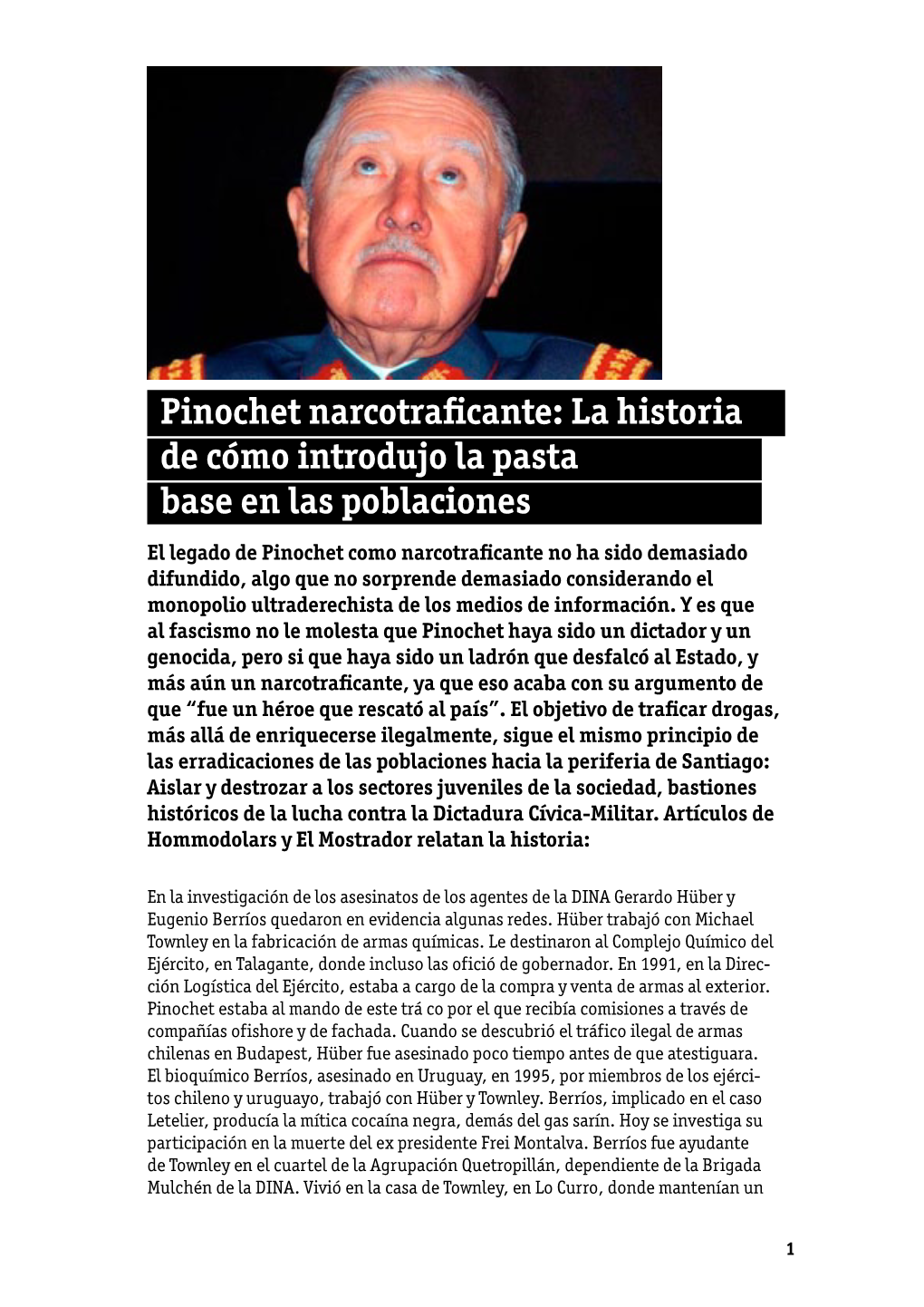 Pinochet Narcotraficante