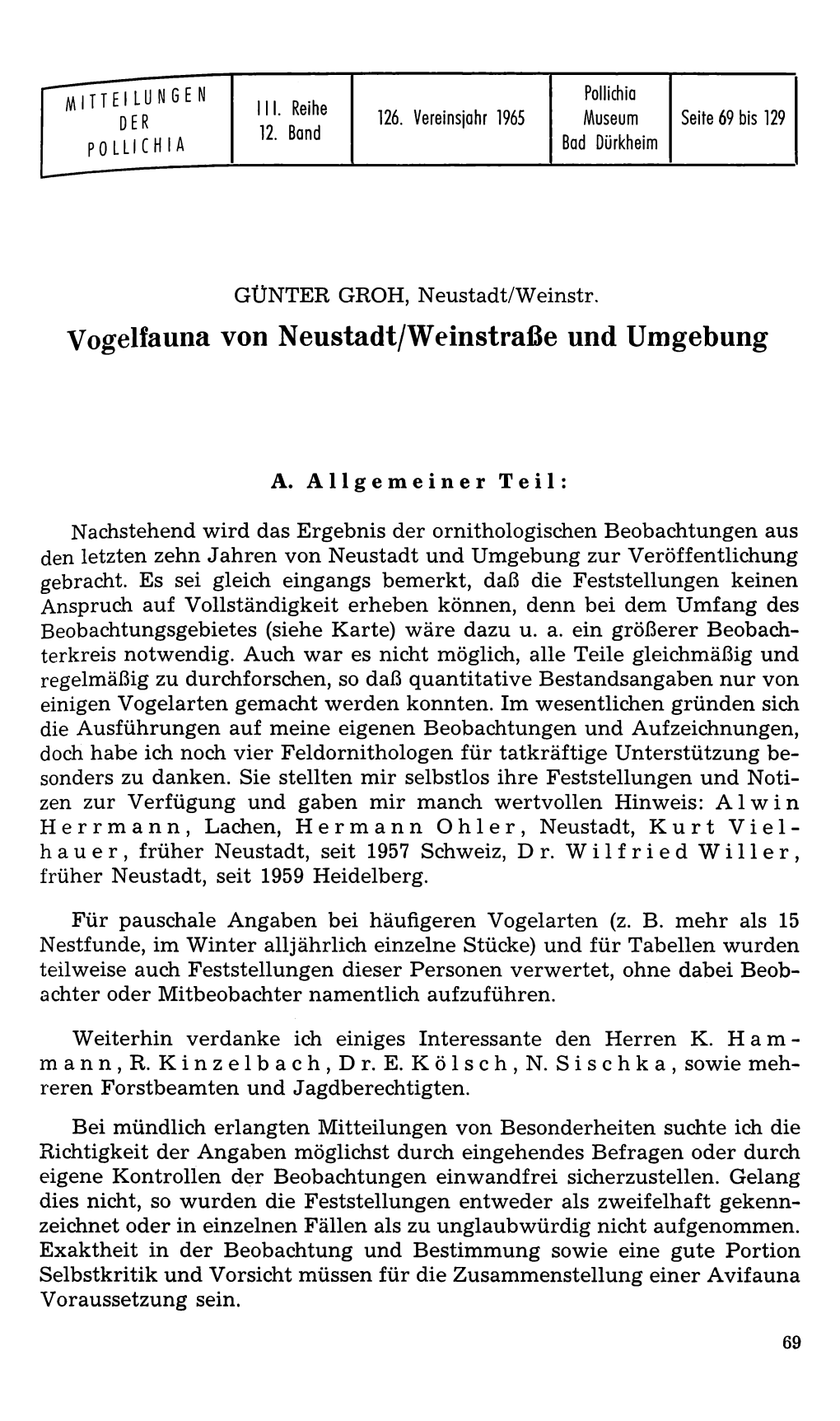 Vogelfauna Von Neustadt/Weinstraße Und Umgebung