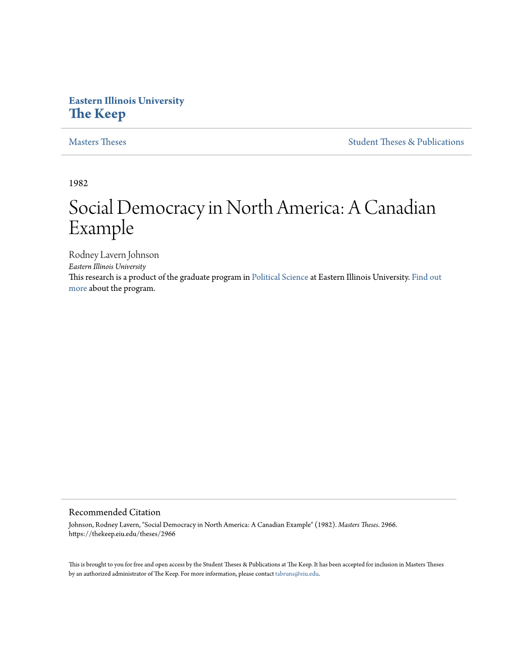 Social Democracy in North America