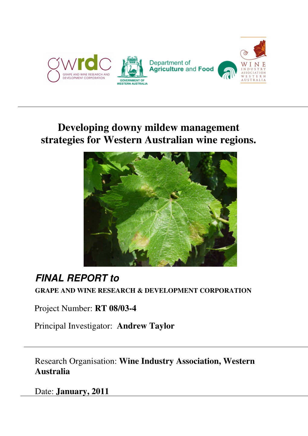 Developing Downy Mildew Management Strategies for Western Australian Wine Regions