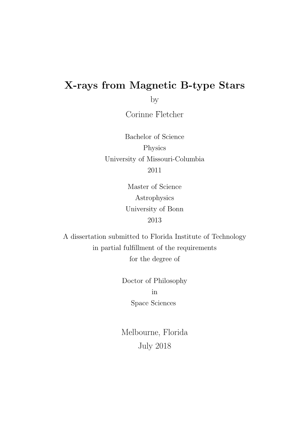 X-Rays from Magnetic B-Type Stars by Corinne Fletcher
