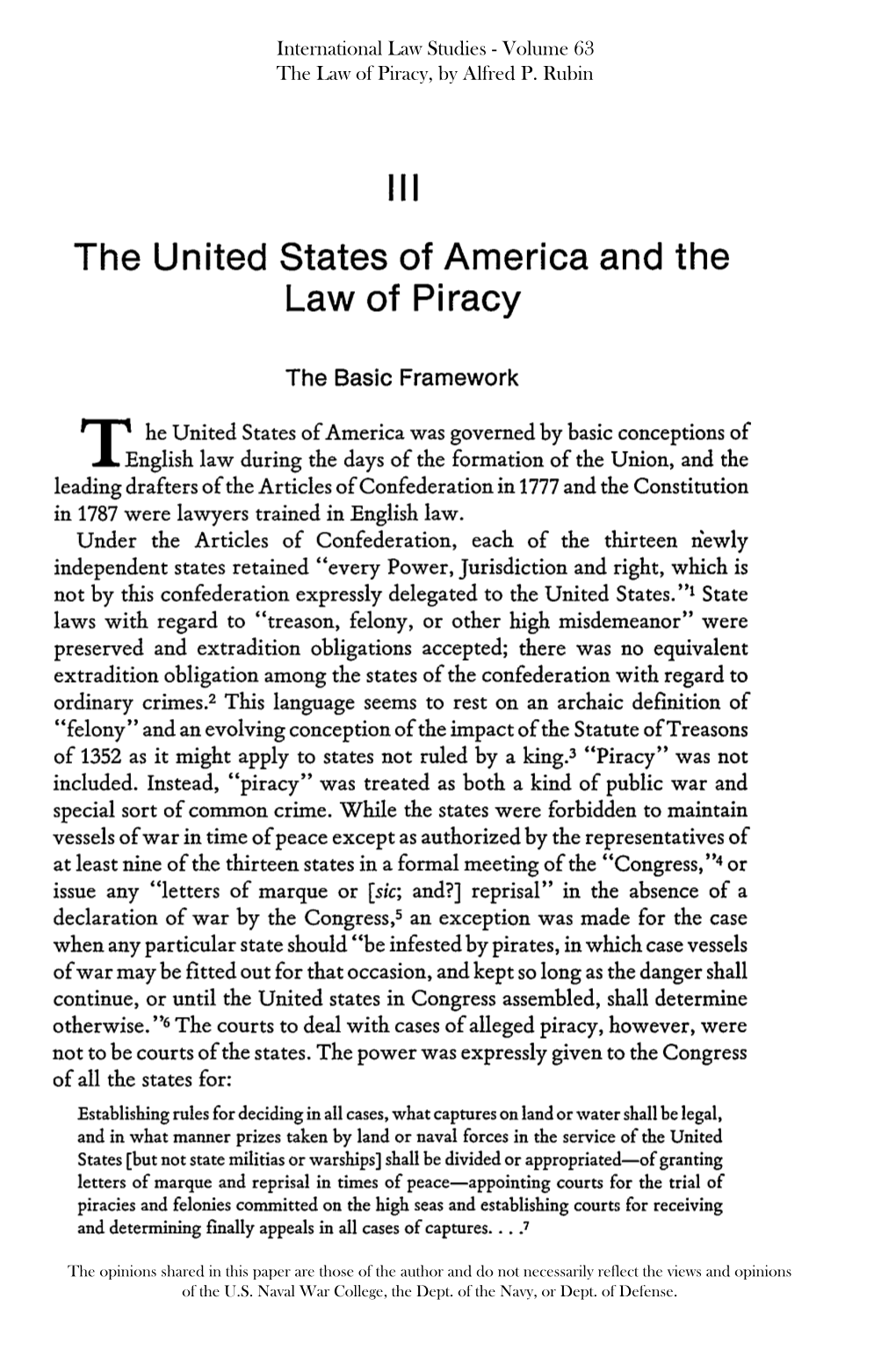 The United States of America and the Law of Piracy