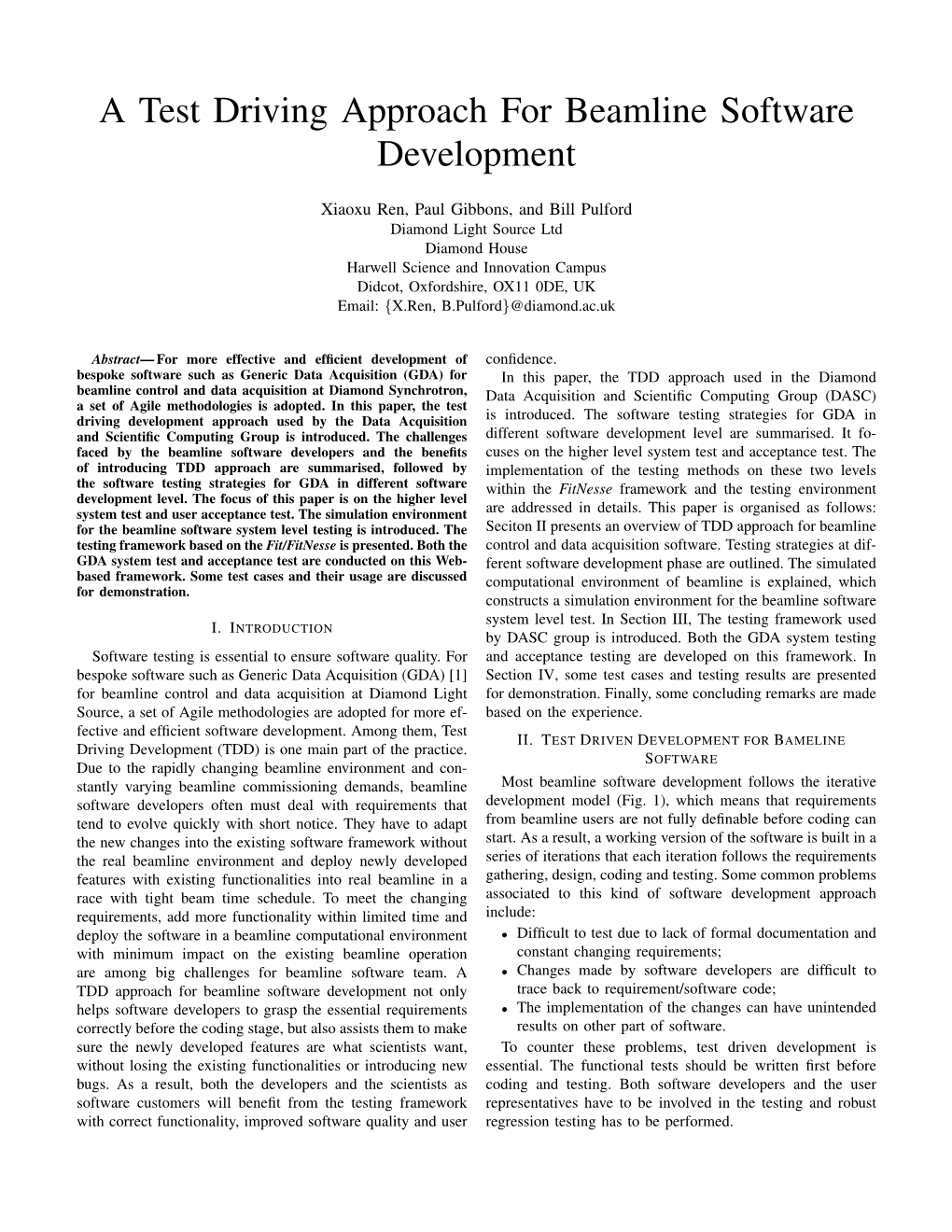 A Test Driving Approach for Beamline Software Development