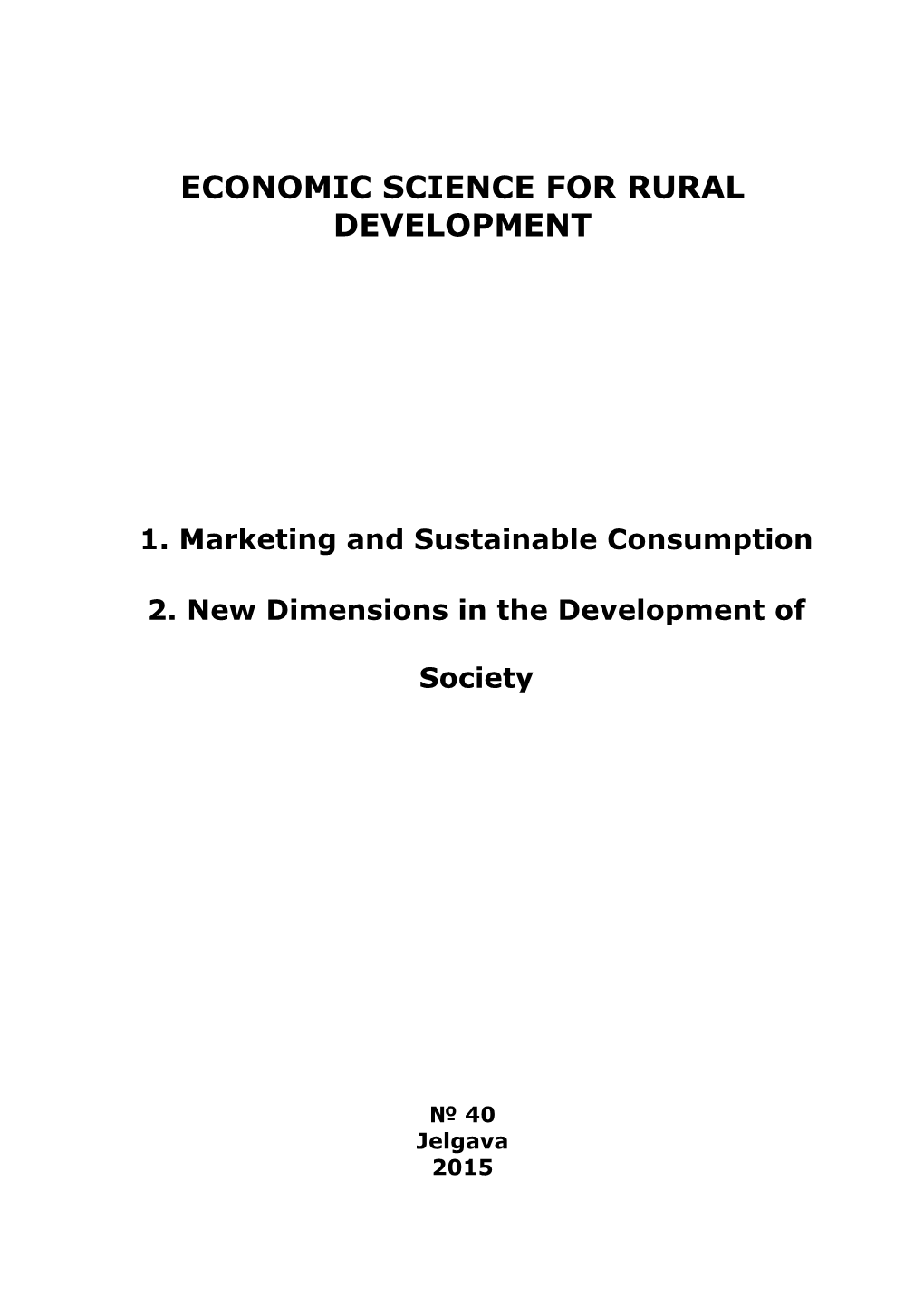 Economic Science for Rural Development