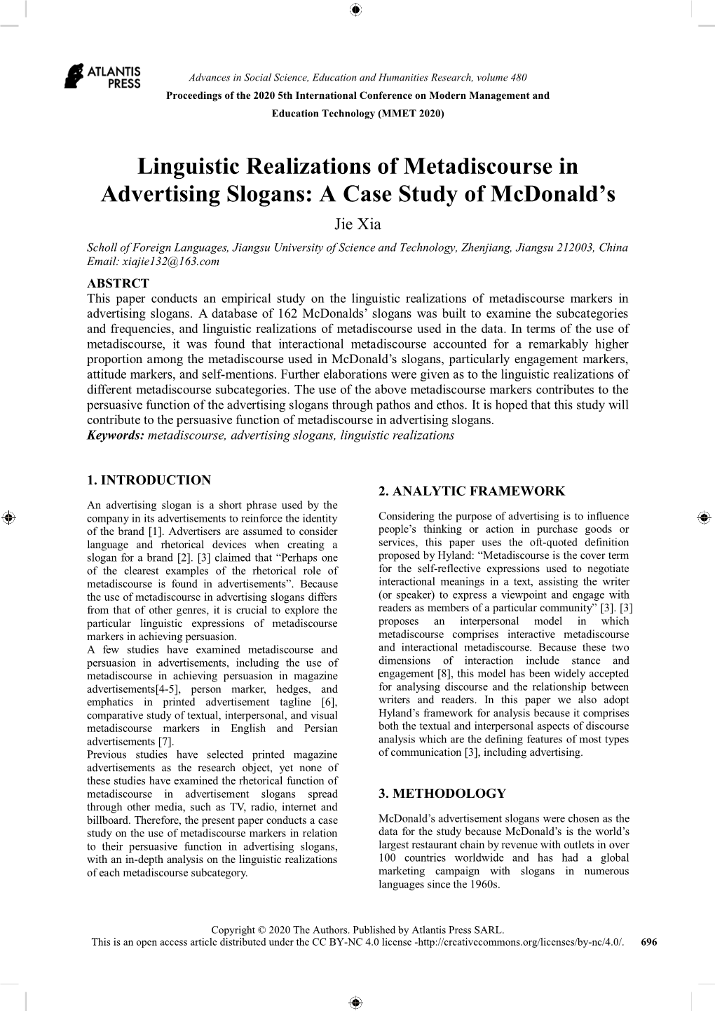 Linguistic Realizations of Metadiscourse In