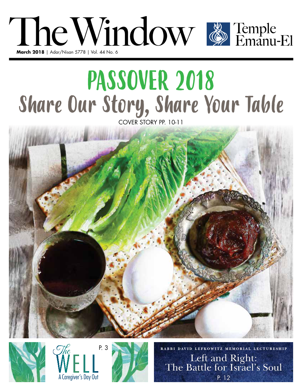 PASSOVER 2018 Share Our Story, Share Your Table COVER STORY PP
