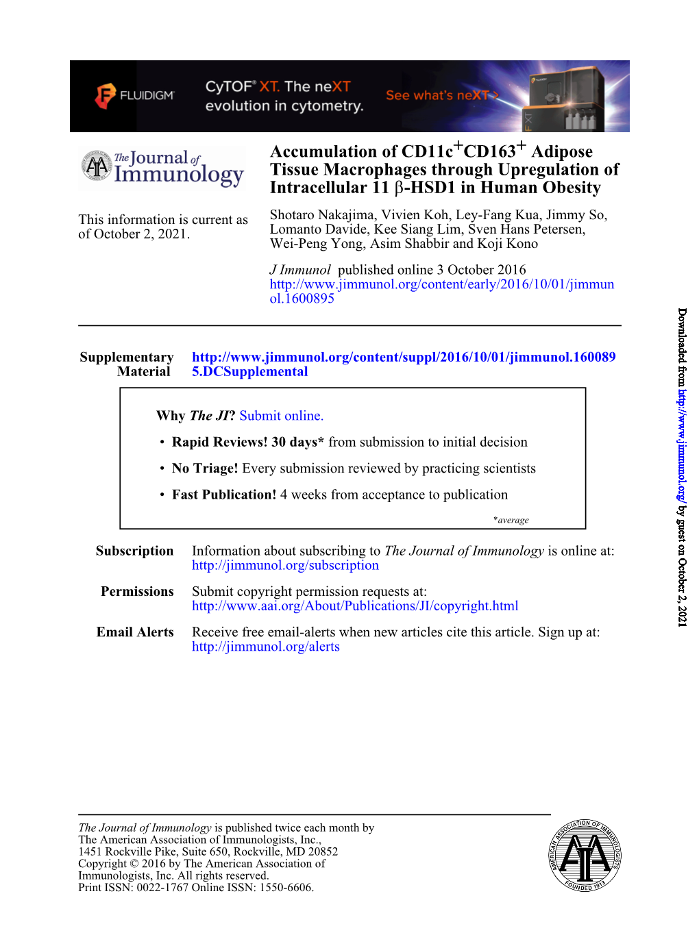 Accumulation of Cd11c+CD163+ Adipose Tissue Macrophages Through Upregulation of Intracellular 11 Β-HSD1 in Human Obesity