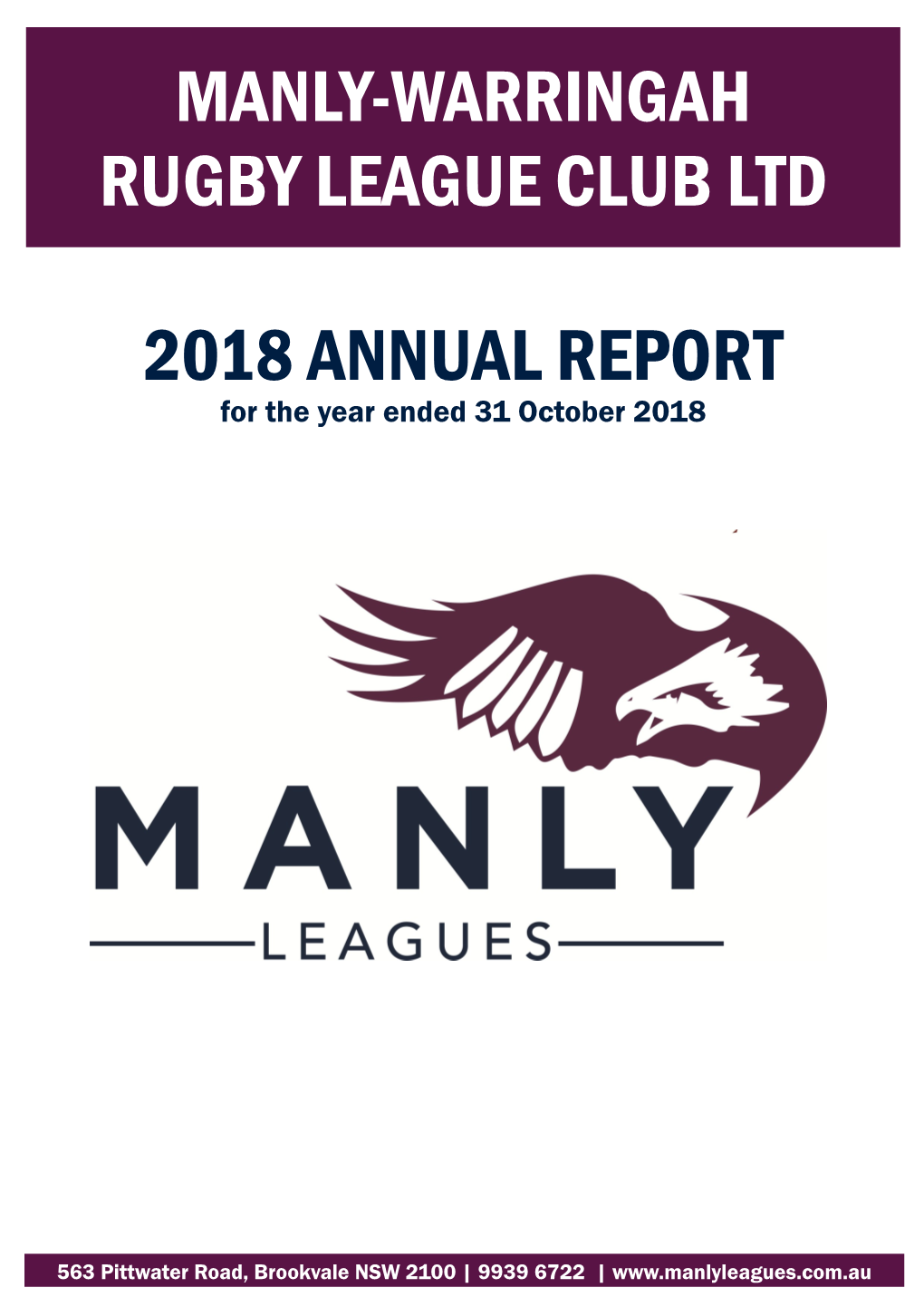 Manly-Warringah Rugby League Club Ltd 2018 Annual