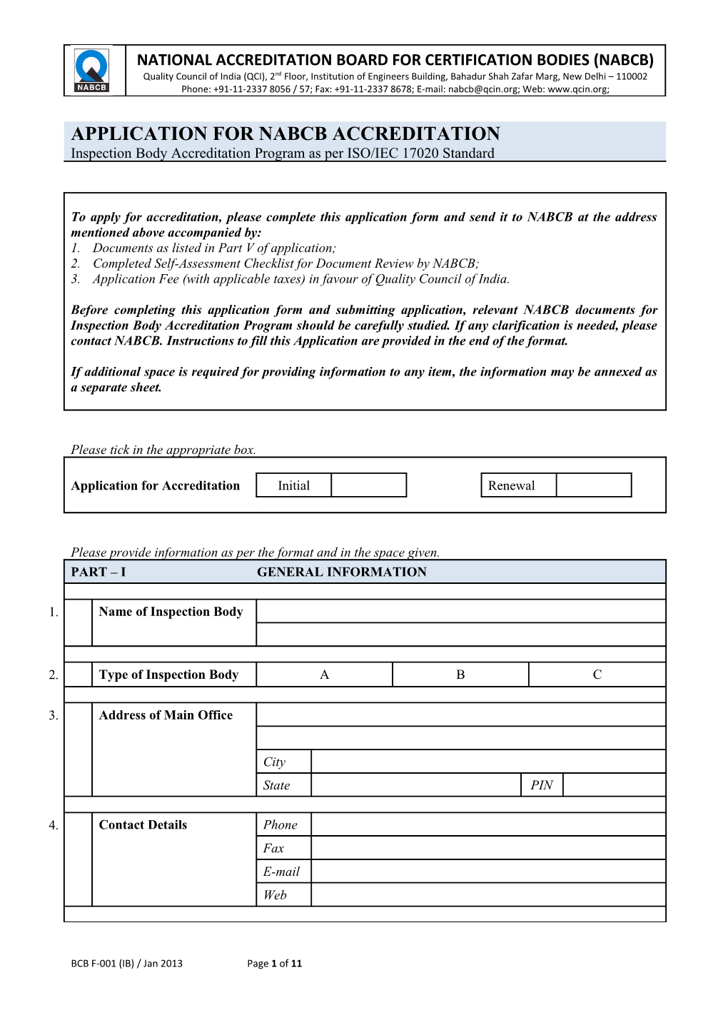 BCB F-001 (IB) / Jan 2013 Page 1 of 10