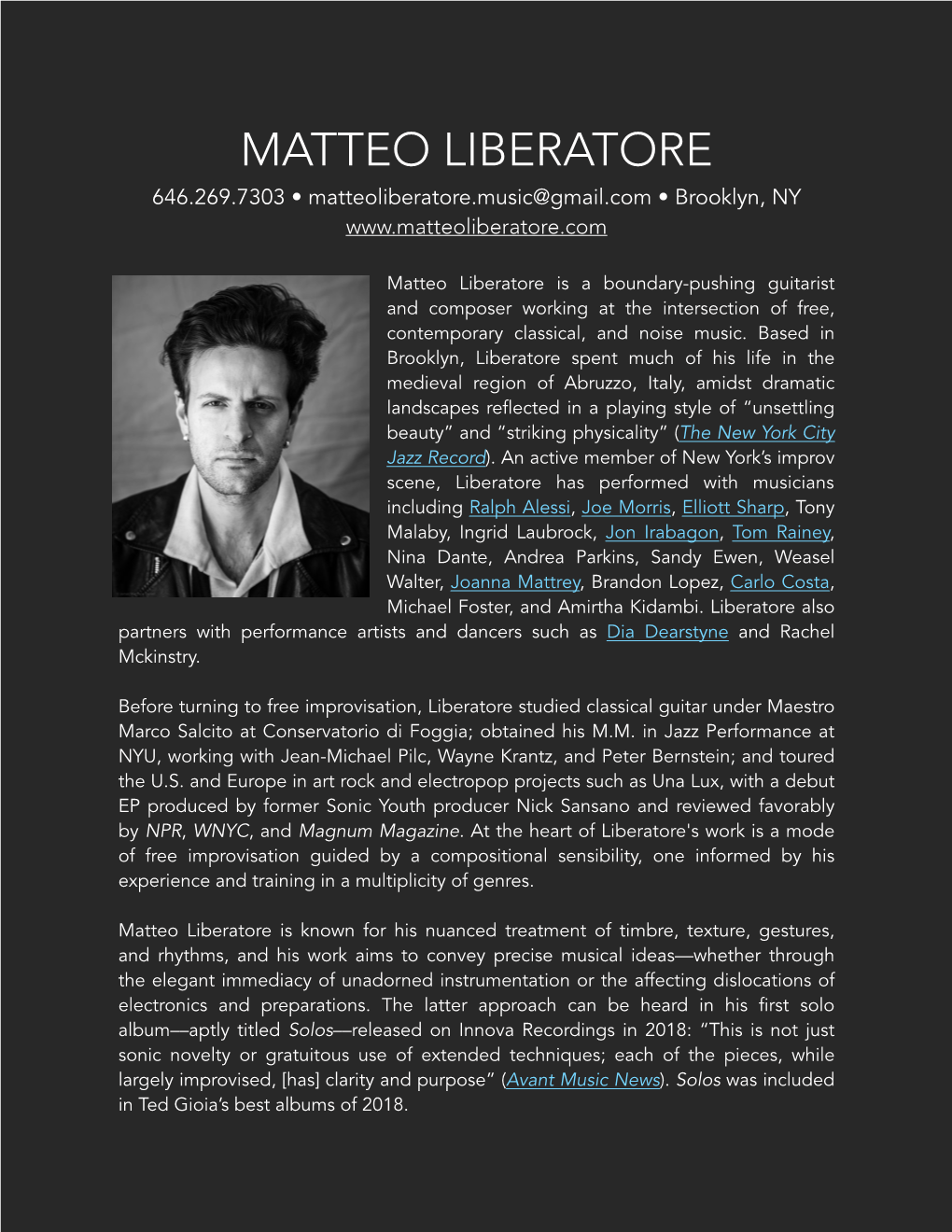 Matteo Liberatore Press Kit